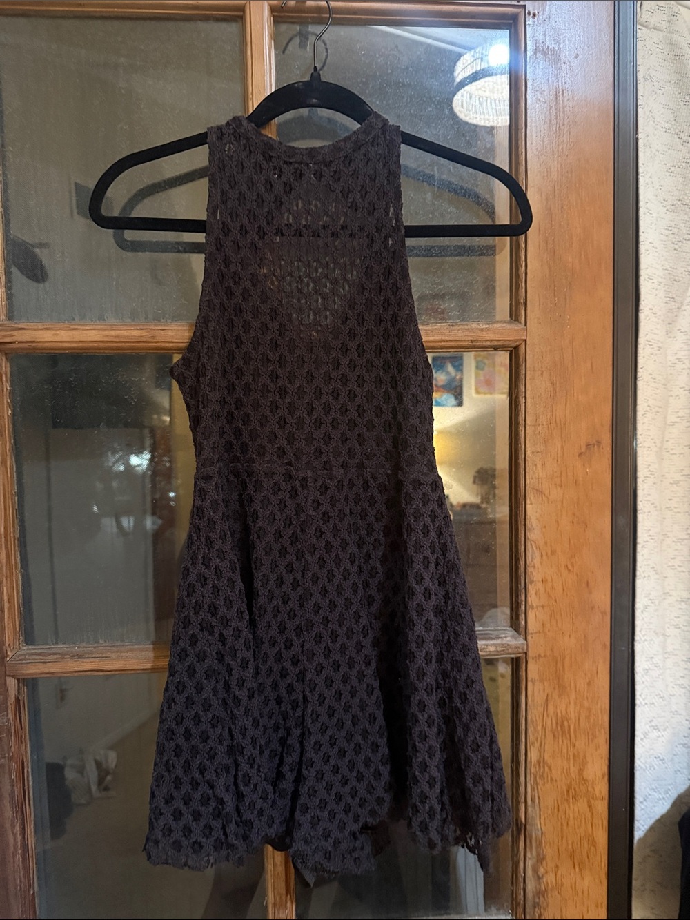silence + noise Black Crochet Mini Dress